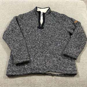 Orvis Fleece Jacket Mens Large Black 1/4 Zip Fleece Sherpa Ragg Knit Pullover